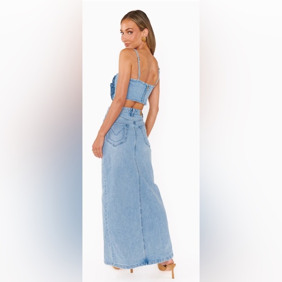 NWT - Show Me Your Mumu McEntire Maxi Skirt in Stone Blue - Size 30 - Picture 2 of 4